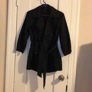 Black double breasted trench coat